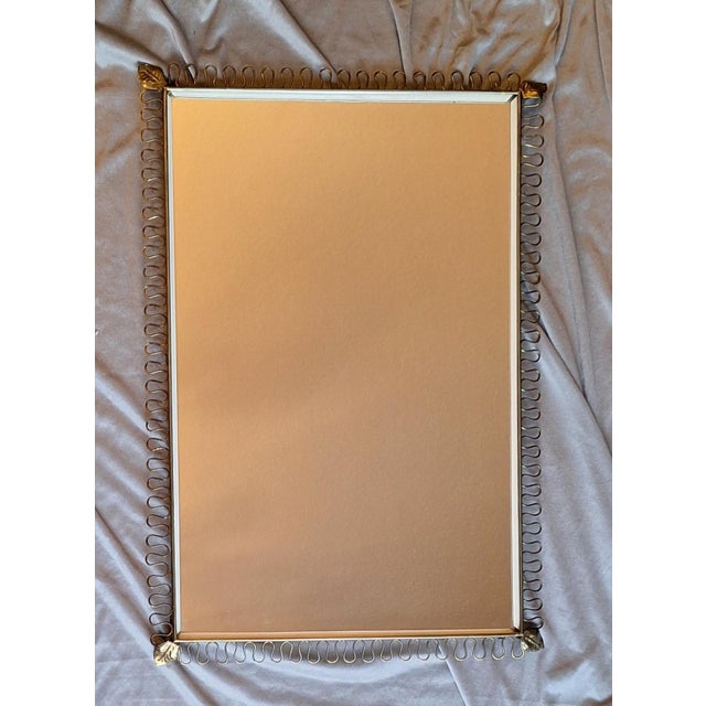Mid-Century Modern Wall Mirror with Subtly Decorated Brass Frame, 1960s For Sale - Image 4 of 9
