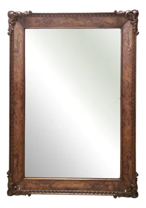 Vintage Rectangular Wall Mirror in Beech and Walnut Frame, Italy, 1940s