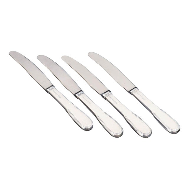 Lunch Knives in Sterling Silver and Stainless Steel by Evald Nielsen, 1930s, Set of 4 For Sale