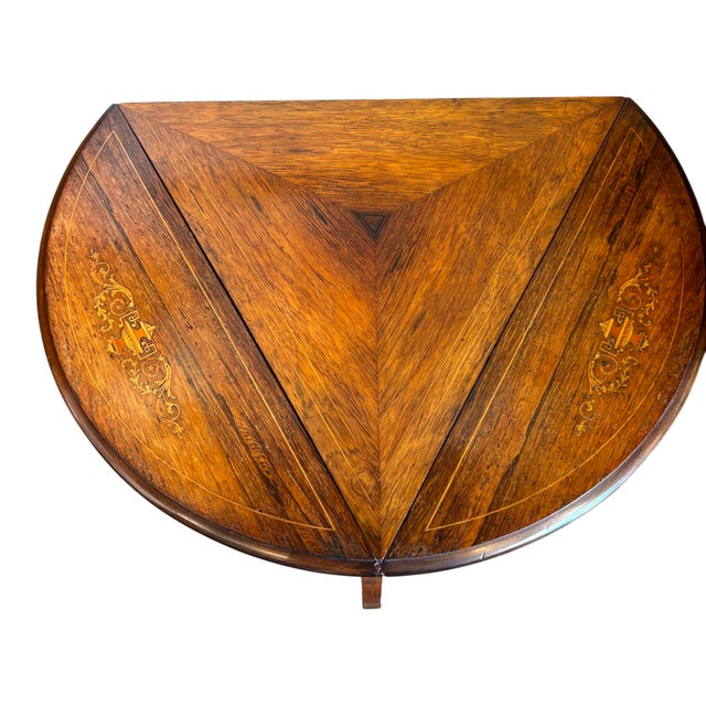 Late 19th Century Triangular Rosewood Late Victorian Drop Leaf Table - Late 19th Century For Sale - Image 5 of 12