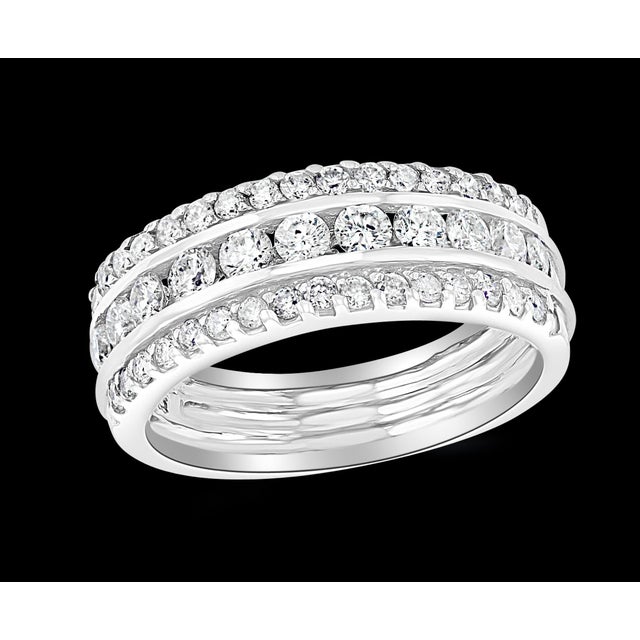 1.5 Carat Diamond Half Eternity Band 14 Karat White Gold 3-Row Band For Sale - Image 18 of 18