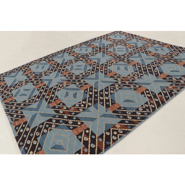 Contemporary Scandinavian Style Nordic Grid Wool Rug by Rug & Kilim, India For Sale In New York - Image 6 of 10
