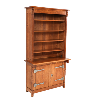Arts & Crafts Two-Piece Bookcase in Oak by Alexander J. Kropholler, 1890s