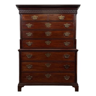 18th Century Georgian English Chippendale Mahogany Chest on Chest For Sale