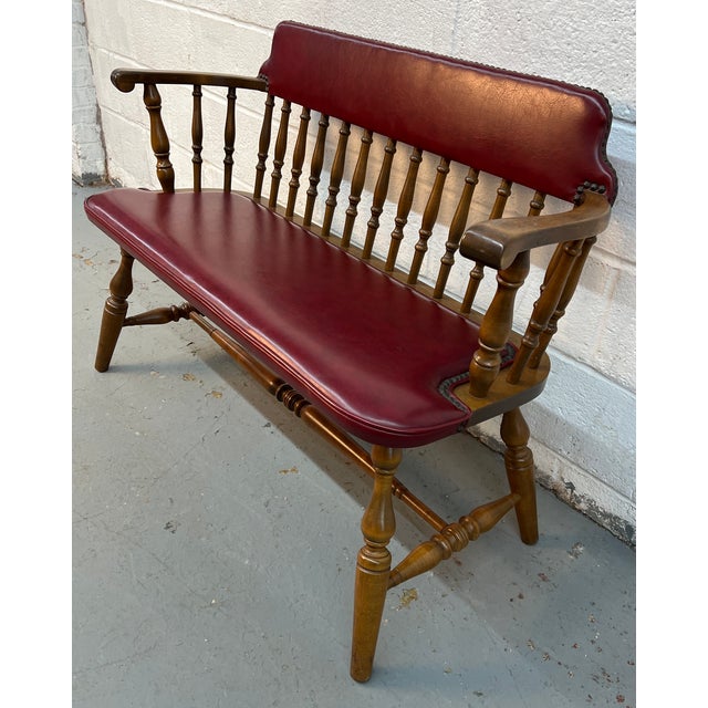 Mid 20th Century Vintage Farmhouse Windsor-Style Spindle Bench For Sale - Image 5 of 8