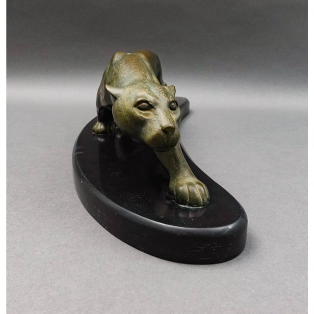 Mid-Century Modern Georges Lavroff (Russian 1895-1961) Signed Bronze Panther Sculpture Slate Base For Sale - Image 3 of 9