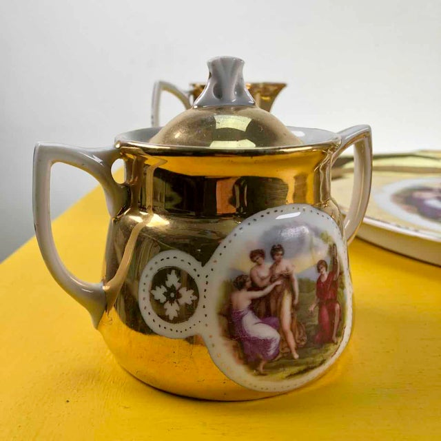 Viennese Porcelain Service with Golden Decorations, Set of 6 For Sale - Image 4 of 17