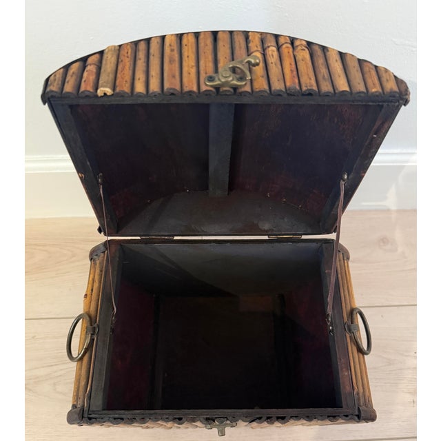 Wood Vintage Split Reed and Brass Ring Box For Sale - Image 7 of 12