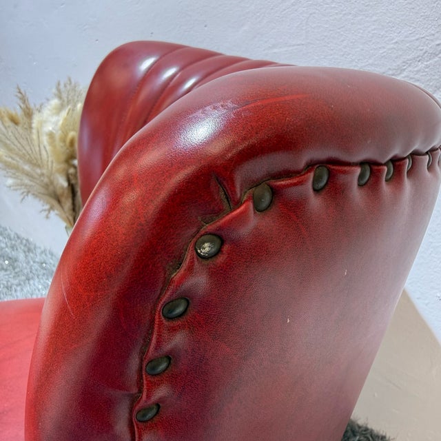 Mid-Century Modern Cocktail Chairs in Red Faux Leather, 1950s, Set of 2 For Sale - Image 11 of 16