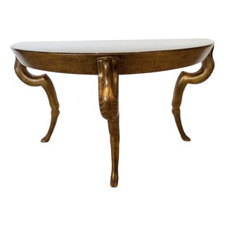 Faux Gold Leaf & French Polished Demilune Console For Sale