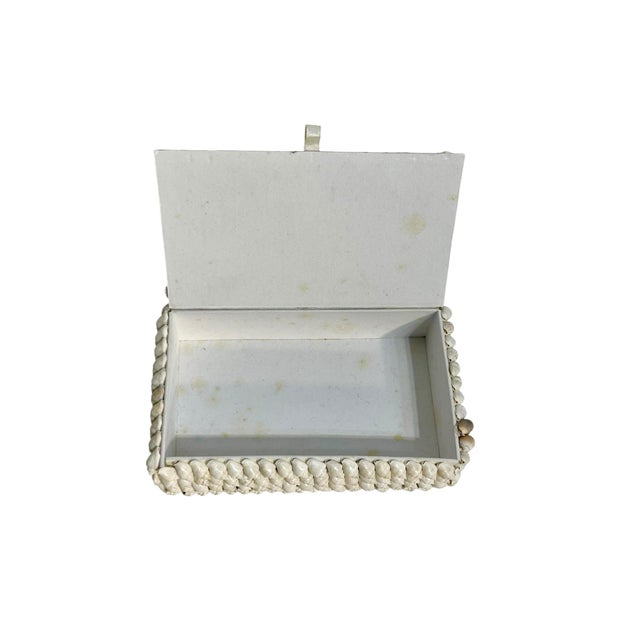 Vintage Folk Art White Shell Box For Sale - Image 11 of 14