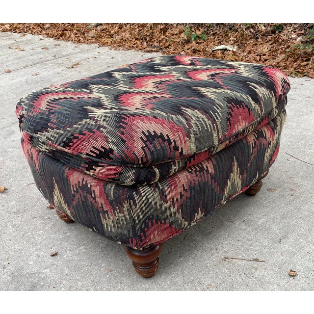 Overstuffed Upholstered Chair & Ottoman Set For Sale In Dallas - Image 6 of 11