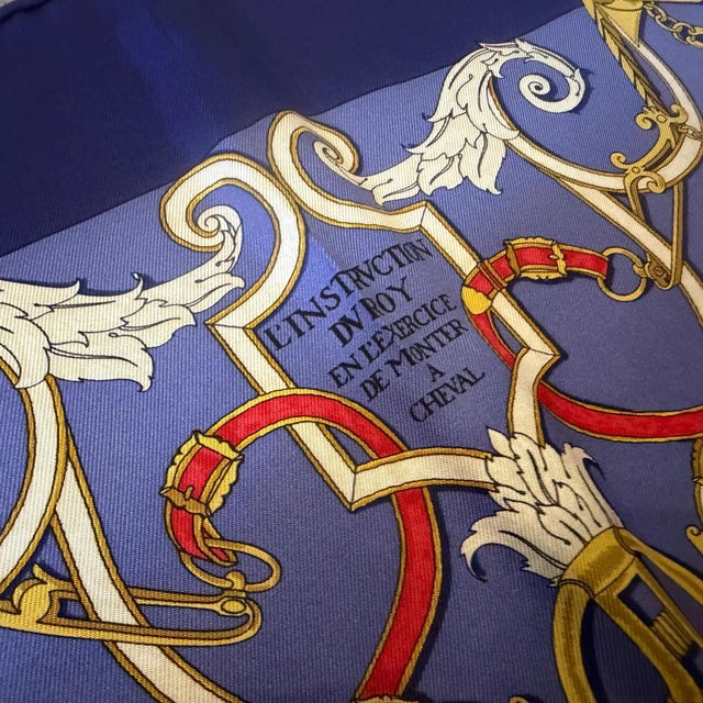 Purple 21st Century Full Set 41x41 Cm Navy Silk Scarf by Hermès For Sale - Image 8 of 15