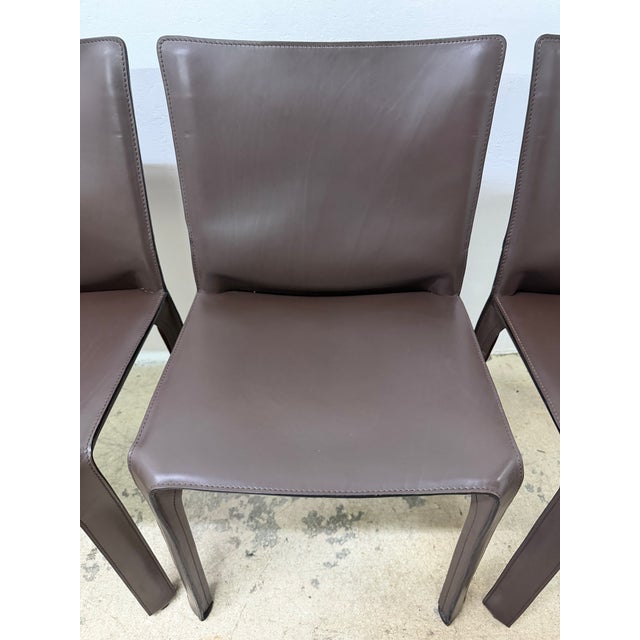 Mario Bellini Cab 413 Brown Leather Dining Chairs for Cassina - Set of Six For Sale - Image 12 of 18