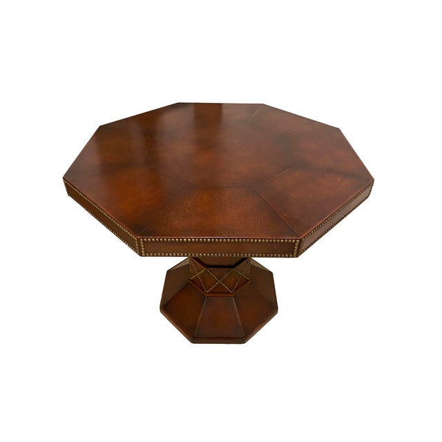 Late 20th Century Octagonal Leather Game Table For Sale - Image 5 of 7