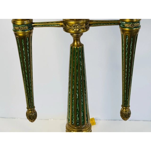 1980s 1980s Chelsea House Solid Brass Candelabra Style Table Lamp With Rectangular Silk Shade For Sale - Image 5 of 12
