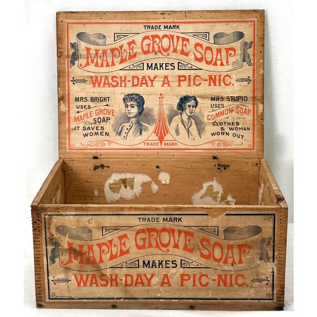 Authentic Antique American Country Store Wooden Shipping & Display Soap Box With Whimsical Mottos For Sale - Image 13 of 13