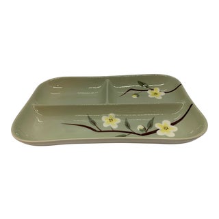 1940s Weil Ware Blossom Celadon Divided Server For Sale