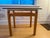 Beautiful Ethan Allen contemporary side table, clean lines of solid light wood and heavy rounded glass top. Light bright...