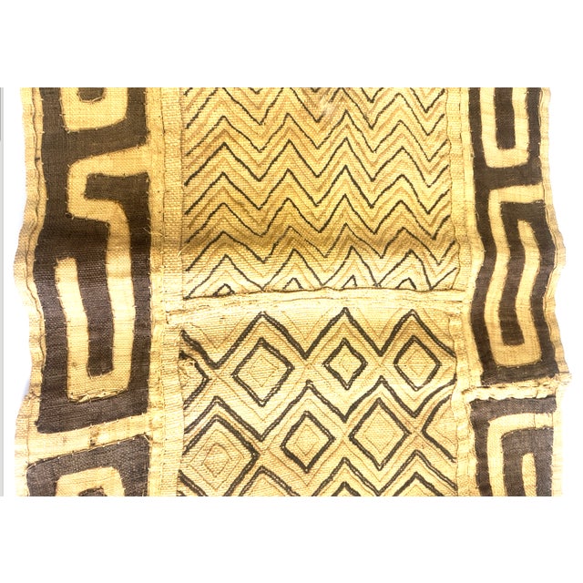 African Handwoven Kuba Cloth, Yellow and Brown For Sale - Image 3 of 6