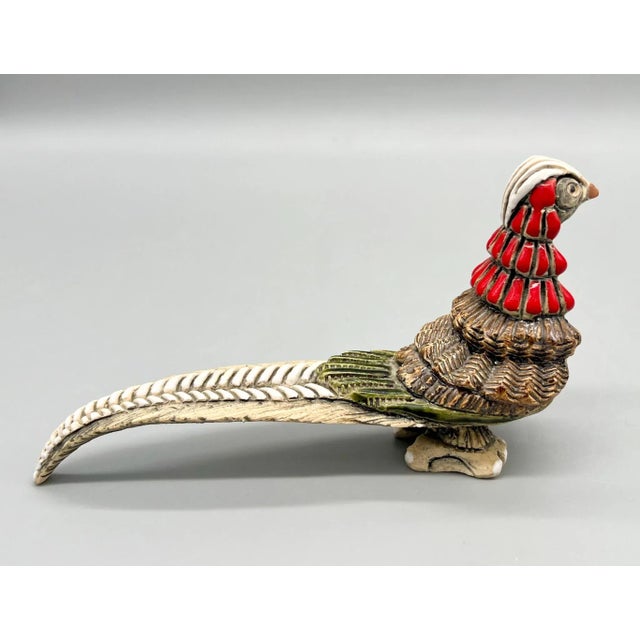 Late 20th Century Vintage Artesania Rinconada Pheasant Bird Ceramic Figurine For Sale - Image 5 of 12