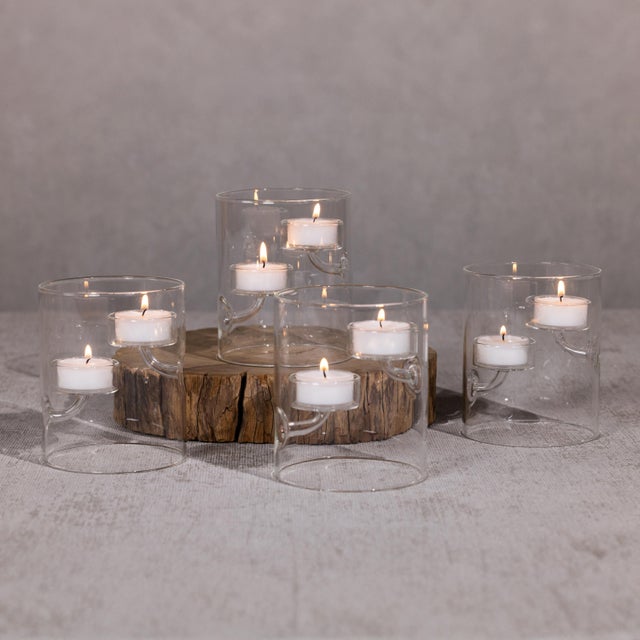 Glass Kelly 4-Piece Set Double Tealight Holder/Hurricane For Sale - Image 7 of 8