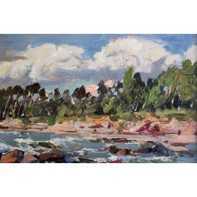 1980s Edgars Vinters, Rocky Seashore, 1980, Oil on Cardboard For Sale - Image 5 of 7