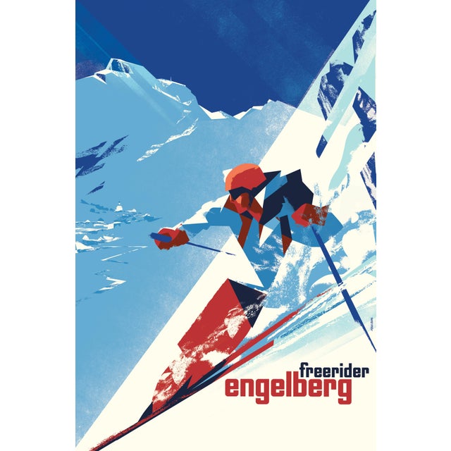 Contemporary Danish Modern Poster, Engelberg Winter Skiing For Sale - Image 3 of 3
