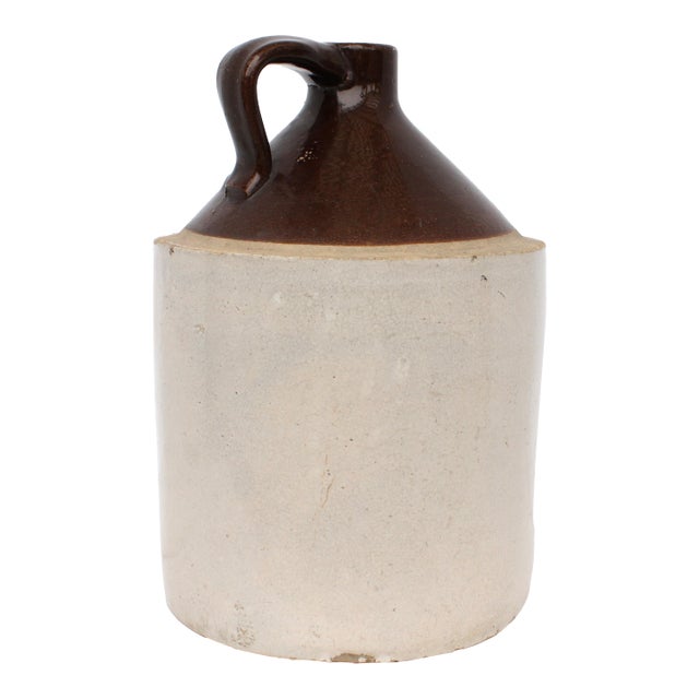 Early 20th Century Farmhouse Stoneware Jug Crock/Two Tone For Sale