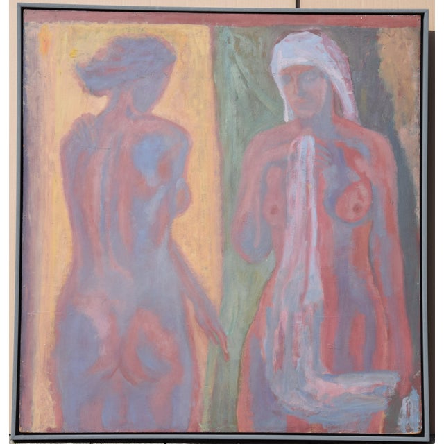 Kurt Lauber 1893 Bremen – 1971 Haar near Munich "Standing Nudes" Oil on hardboard, framed Signed on the reverse, with...