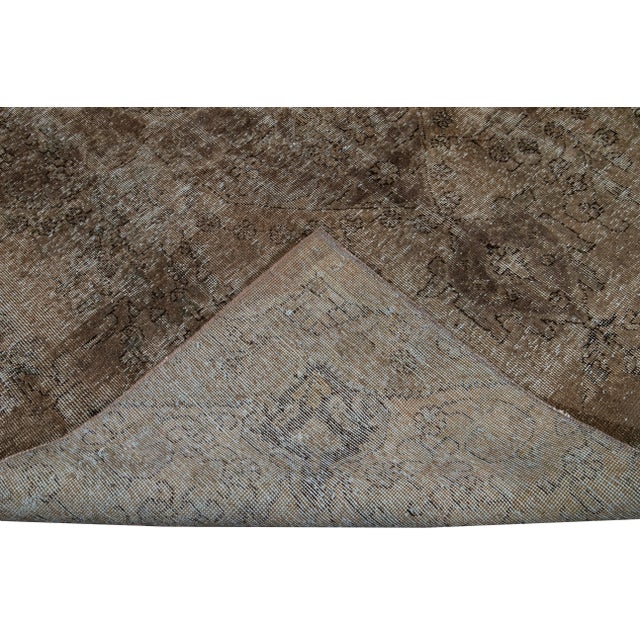 Brown Brown Vintage Overdyed Handmade Medallion Wool Rug 6'9" X 10' For Sale - Image 8 of 9