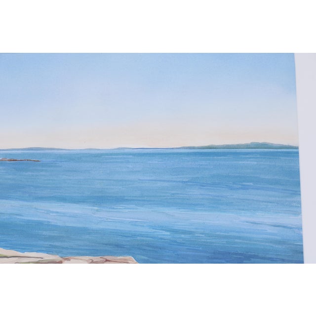 1986 Hannah Ferenbach Rocky Coastal Seascape Watercolor Painting One-of-a-Kind For Sale - Image 11 of 18