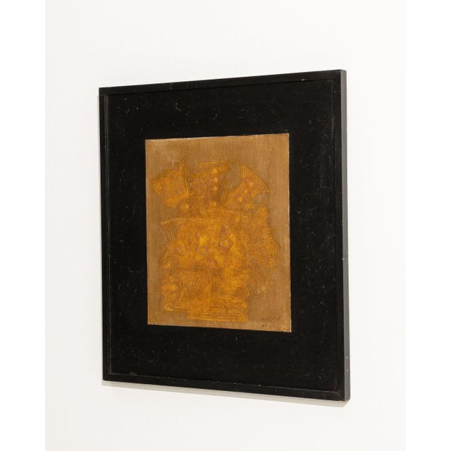 1960s Italy Burnt Orange Wood Painting For Sale - Image 14 of 15