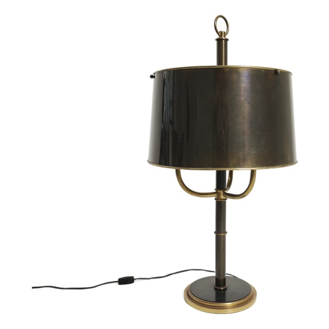 Mid-Century Modern Brass Table Lamp with Burnished Shade, 1960s For Sale