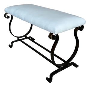 Gilt Spanish Iron Bench With Lyre-Shaped Base