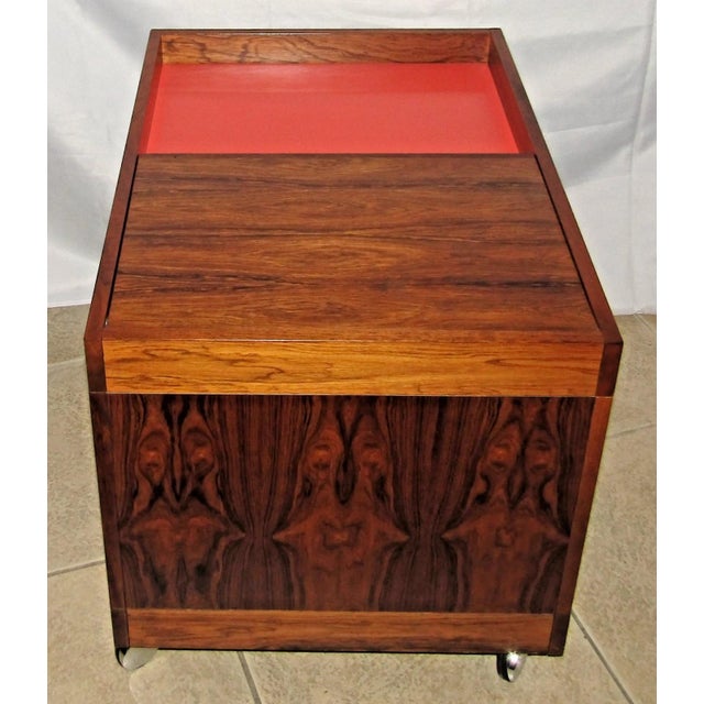 MCM Swedish Rosewood Rolling Bar Cart Cabinet by Artie Circa 1960s For Sale - Image 12 of 16