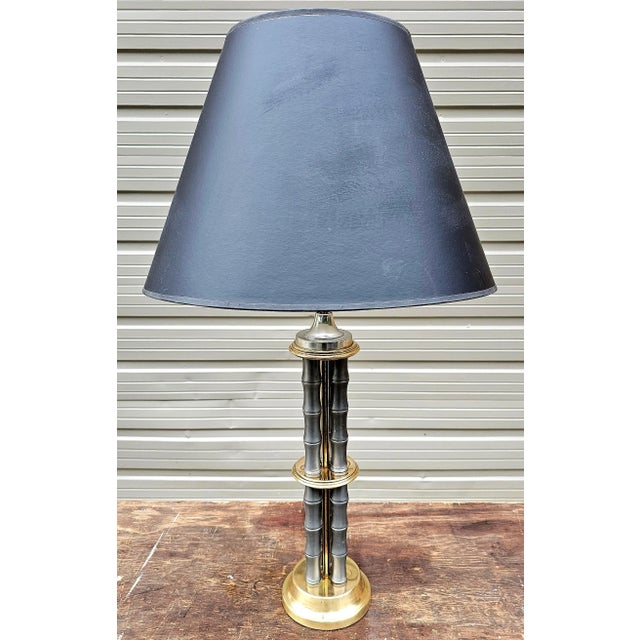 Vintage MutualSunset Lamp Mfg. Comp. Faux Gun Metal & Brass Table Lamp Chairish