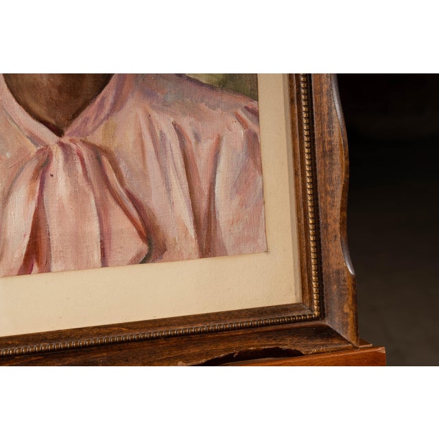 1940s Vintage Female Studio Portrait Brisbine Oil Painting, Signed - Framed For Sale - Image 5 of 7
