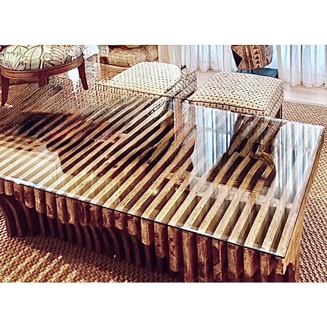 Berman Rosetti for Mimi London “Arroyo” Sculptural Oak & Glass Waterfall Coffee Table — Commissioned Los Angeles, C. 2013 For Sale - Image 9 of 9