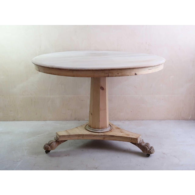 Antique English Palladian Round Bleached Table with Lions Paw Feet, 1835 For Sale - Image 6 of 9