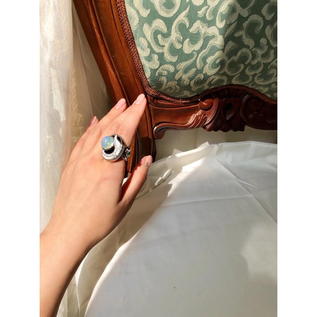 2020s Black Sea Cabochon Opal Ring, Size 7 For Sale - Image 5 of 6