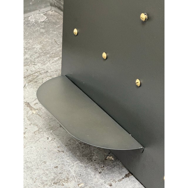 Gray Studded Wall Panel With Shelf For Sale - Image 8 of 12