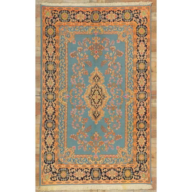 Vintage Blue Persian Kerman Rug - 04'11 X 08'00 For Sale - Image 9 of 10