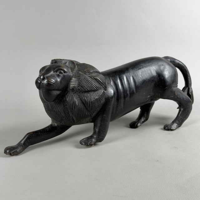 Vintage Modernist Ebonized Wood Lion, 1960s For Sale - Image 15 of 15