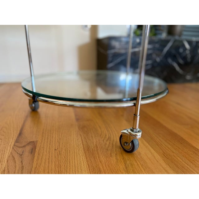 Round Chrome Bar Serving Cart With Glass Shelves For Sale In Seattle - Image 6 of 12