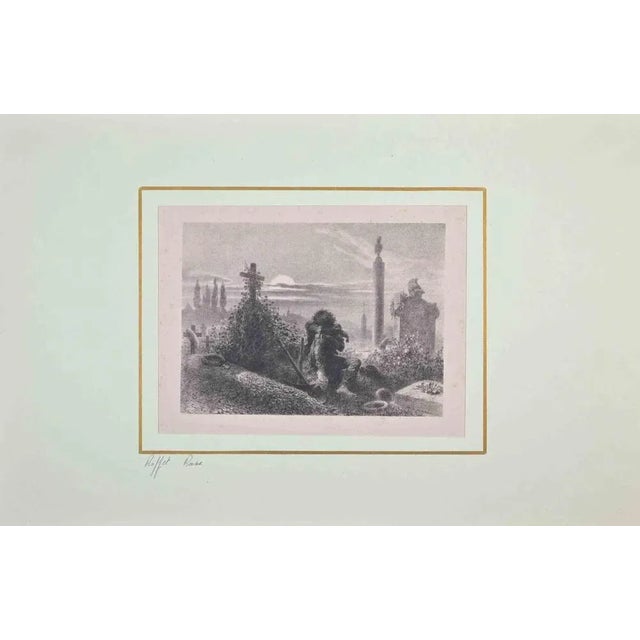 Traditional Auguste Raffet, In Cemetery, Lithograph, 1854 For Sale - Image 3 of 3