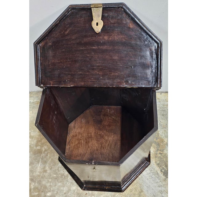 South East Asian Octogonal Hardwood Brass Hinged Storage Side Table Cabinet For Sale In Washington DC - Image 6 of 6