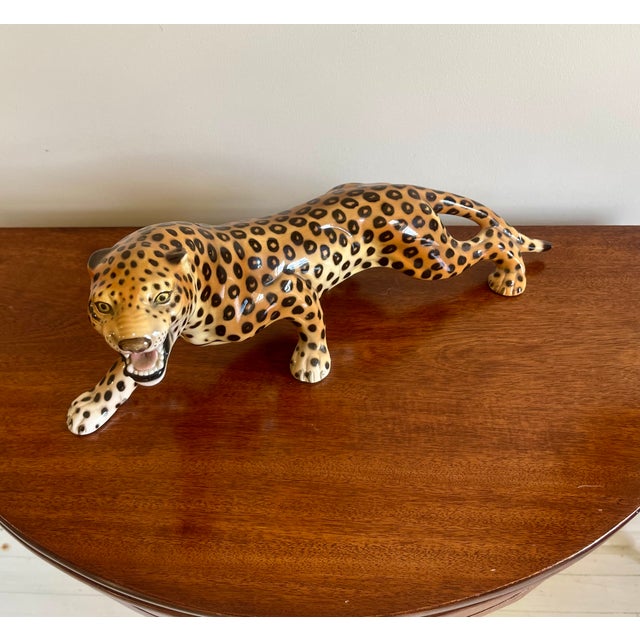 Hollywood Regency Italian Giovanni Ronzan Porcelain Leopard For Sale - Image 9 of 11