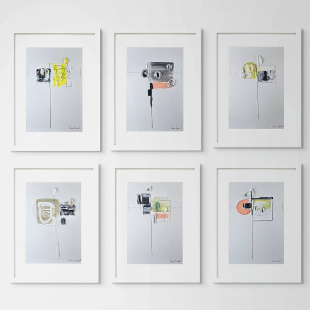 Set of 6 - Organic Modern Minimalist Flower Studies | Botanical Oil Paintings | Herbarium Wall Art | Natural Tones For Sale - Image 11 of 12