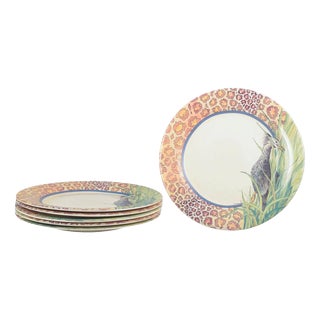 Large Savane Dinner Plates in Faience from Gien, France, 1980s, Set of 6 For Sale